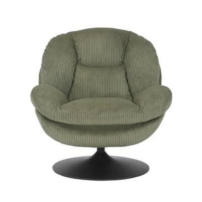 Topi fauteuil pivotant velours côtelé vert