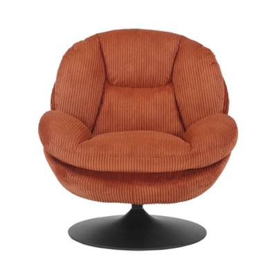 Topi fauteuil pivotant velours côtelé terracotta