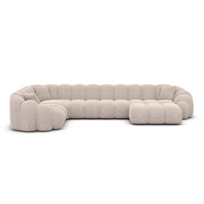 Dolban canapé panoramique angle droit tissu texturé beige