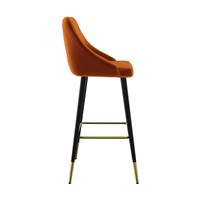 Kaoli chaise de bar en velours orange et pieds en métal H78