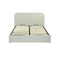 Flayat lit double avec coffre tissu beige 160x200