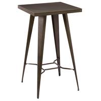 Lix table haute carrée en métal gris 2 personnes