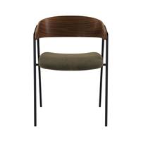 Briva chaise velours vert kaki et bois de noyer