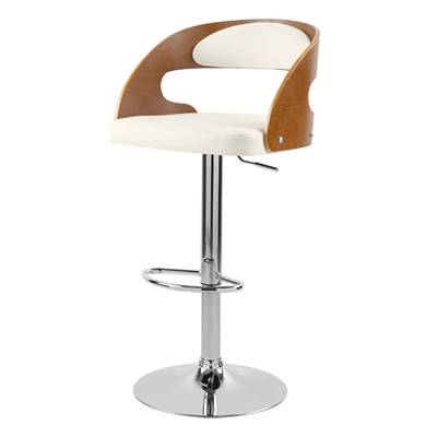 Burr chaise de bar réglable et pivotante en PU blanc