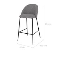 Mathi chaise de bar en tissu chiné gris foncé H66
