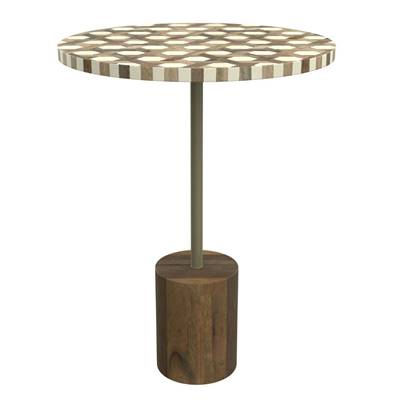 Manup table d'appoint ronde en bois de manguier et résine ø45