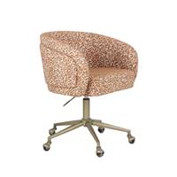 Lucy chaise de bureau à roulettes rotative en tissu marron pixel et laiton