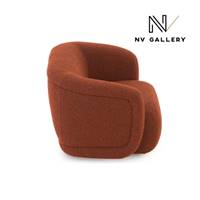 Vico fauteuil en tissu bouclé rouille
