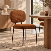 Breka chaise en tissu tweed orange miami rouge brique pied noir
