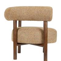 Alma fauteuil en tissu tweed jaune miami et bois de frêne