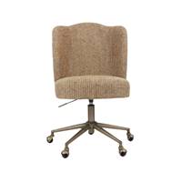 Tulipe chaise de bureau rotative à roulettes en tissu jaune miami et laiton