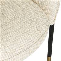 Alexia fauteuil en tissu tweed crème incurvé pied métal noir et laiton