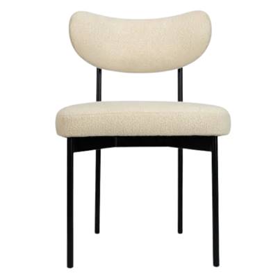 Lama chaise en tissu bouclé blanc et métal noir