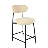 Vanilla tabouret de bar en tissu tweed sable et métal noir H68