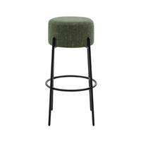 York tabouret de bar en tissu vert cactus et métal noir sans dossier H78cm