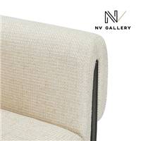 Leone fauteuil en tweed beige et métal brossé mat