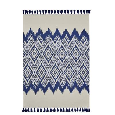 Atmospore tapis 120x170 beige et formes géométriques bleues