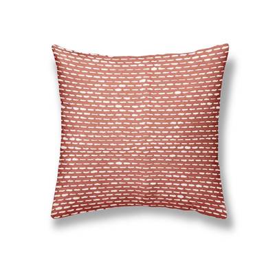 Chik coussin carré 40x40 coton rouge et tirets blancs
