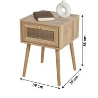 Bali table de chevet 1 tiroir en bois et rotin H55cm