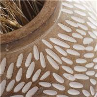Vase Mango Wood en bois sculpté motifs beige marron