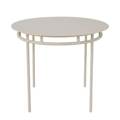 Ribola table d'extérieur ronde en métal beige amande 4 pers Ø90cm
