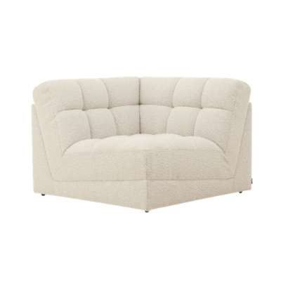 Martina module d'angle en tissu bouclé blanc avoine