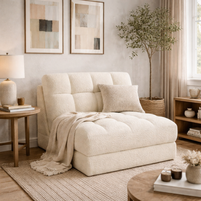 Martina module fauteuil pour canapé en bouclé avoine