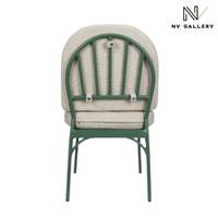 Nolita chaise de jardin sans accoudoirs tissu beige bouclé metal vert