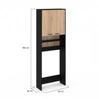 Dora meuble dessus de machine à laver 2 portes bois et noir