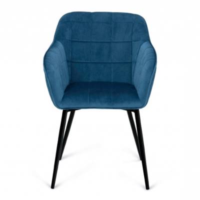 Beny fauteuil en velours matelassé bleu canard