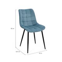 Beny lot de 4 chaises velours matelassé bleu, gris clair et foncé, rose
