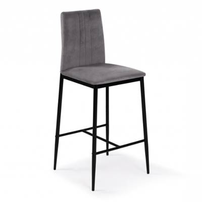 Beata tabouret de bar en velours gris foncé dossier haut H65