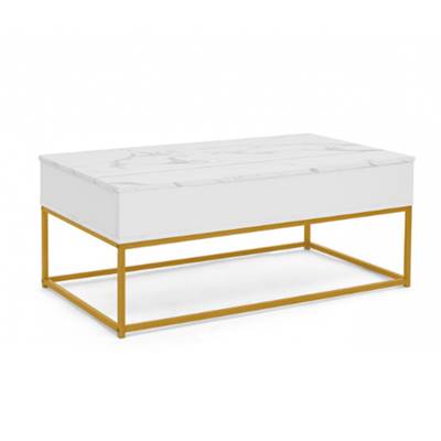 Lacky table basse plateau relevable effet marbre et pieds chromés