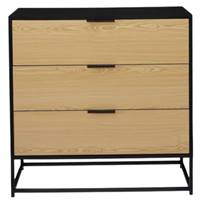 Nariva commode 3 tiroirs noir et bois
