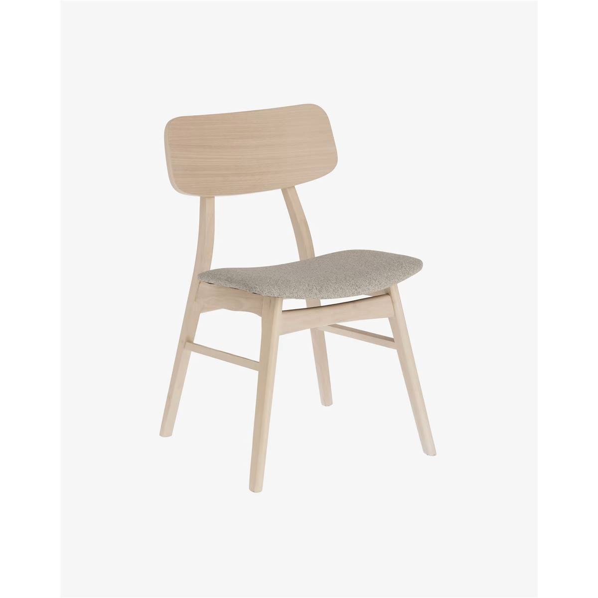 Hellin chaise en bois d'hévéa massif avec revêtement gris clair