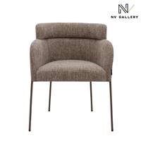 Baita chaise en tissu tweed taupe new york pieds métal noir