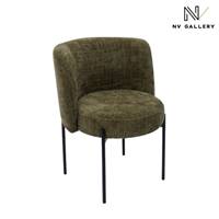 Gilo chaise en tissu tweed vert lichen et métal noir