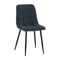 Nancy chaise matelassée bleue en tissu grosse maille pieds métal