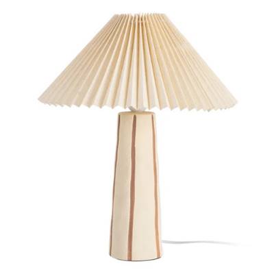 Talya lampe de table en céramique et abat-jour tissu style éventail beige H41.5c
