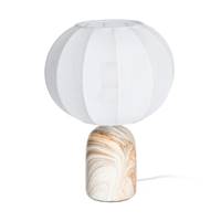 Sorella lampe de table céramique effet marbre beige et abat-jour tissu blanc