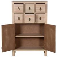 Komo meuble d'entrée en bois naturel 6 tiroirs 2 portes H100cm
