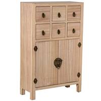 Komo meuble d'entrée en bois naturel 6 tiroirs 2 portes H100cm