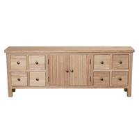Gabriel meuble TV en bois naturel 8 tiroirs 2 portes L133