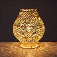 Buri lampe de table en métal et osier naturel goutte H27