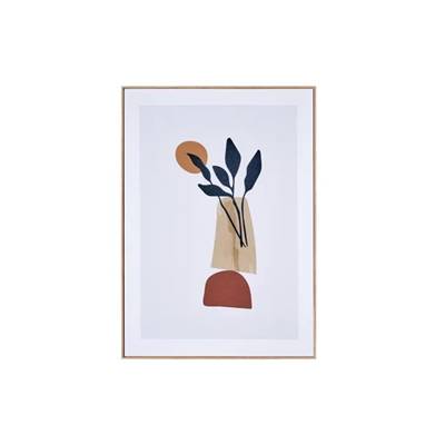 Cotton tableau imprimé motif fleurs feuilles 51x71cm