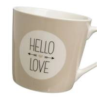 Love lot de 4 tasses/mugs en céramique beige et noir
