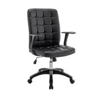 Luka chaise bureau en PU noir réglable à roulettes