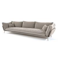 Laura canapé 4 places en velours beige foncé pieds argentés