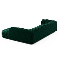 Layor canapé d'angle droit en velours capitonné vert