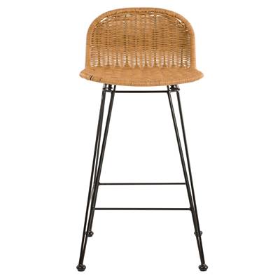 Zago chaise de bar en métal et résine tressé marron H63